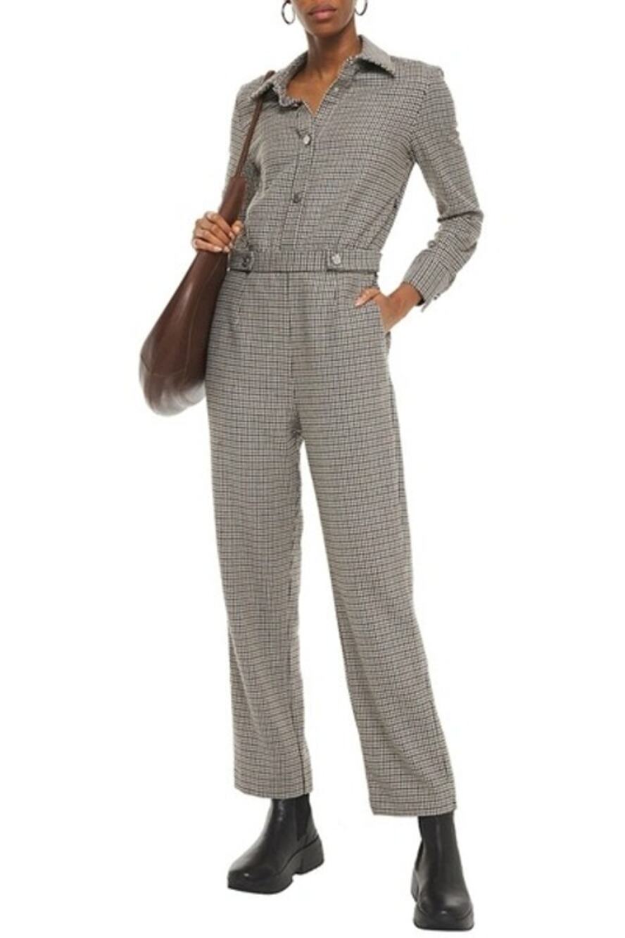 NWT Maje 'Pregor' Houndstooth Plaid Wool Blend Jumpsuit Size 34